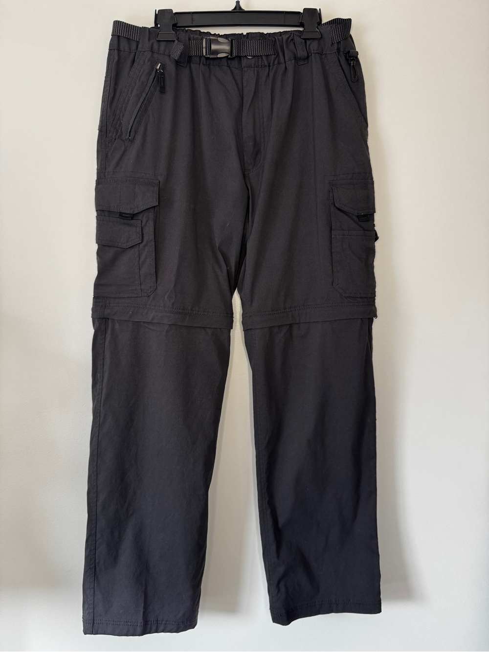 BC Clothing Cargo Pants Costco Black Charcoal Convertible Shorts Hiking L X 34